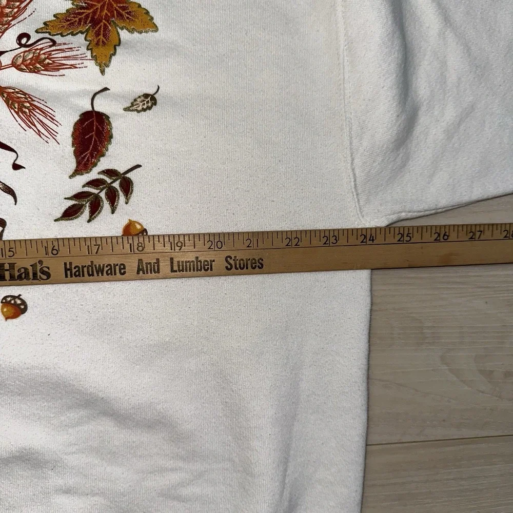 Vintage 90s‎ Fall Autumn Crewneck Sweater Size XL Leaves White Lifestyles Corn